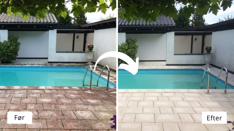 Poolområde — fliser tilbage i original farve