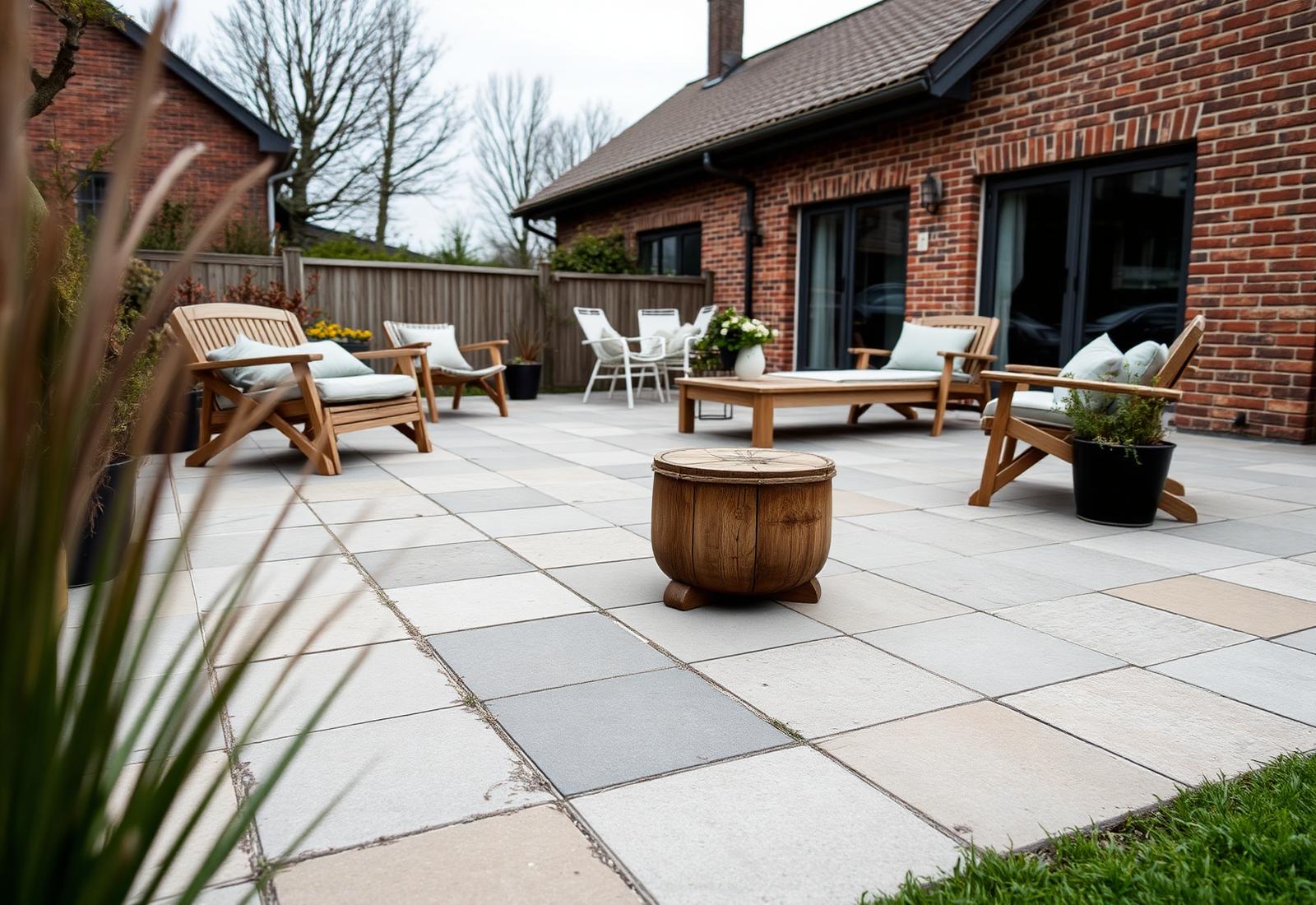 Nyrenset terrasse ved et dansk parcelhus i Næstved